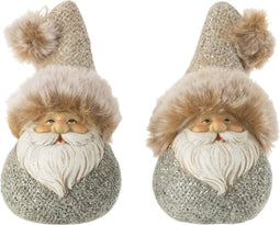 J-Line Kerstman Vacht + Glitter Poly Grijs/Bruin Small Assortiment Van 2