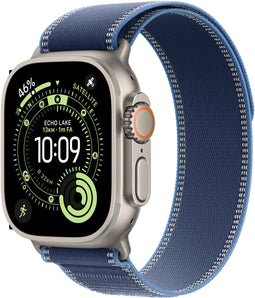Apple Watch Ultra 3 - Smartwatch - 42u batterijduur - Trail-bandje S/M - Titanium Blauw