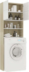 vidaXL - Wasmachinekast - 64x25,5x190 - cm - wit - en - eikenkleurig