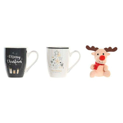 Mok DKD Home Decor Zwart Wit Porselein Bone China (360 ml) (2 Stuks)