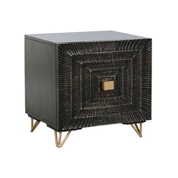Nachtkastje Home ESPRIT Zwart Gouden 50 x 40 x 50 cm