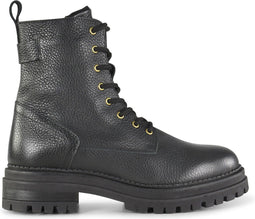 PS Poelman LUNA - Dames Veterboots - Imitatiebont - Zwart - Maat 42