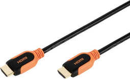 Vivanco HDMI Aansluitkabel HDMI-A stekker, HDMI-A stekker 2.00 m Zwart, Oranje 42959 Audio Return Channel (ARC), High Speed HDMI met ethernet, Rond, Ultra