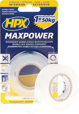 Max Power - Bevestigingstape - Dubbelzijdig 19mm x 2m - Transparant