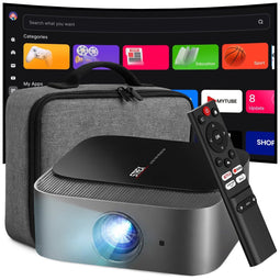 Strex Beamer - Smart 1080P Full HD Projector - 4K Ondersteuning - WiFi 6 & Bluetooth 5.2 - Ingebouwde HiFi Speakers - Draagbare Mini Beamer Thuisbioscoop - WhaleOS - Inclusief Opbergtas & Projectiescherm