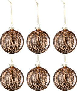 J-Line kerstbal Vlekken - glas - bruin/zwart - small - doos van 6