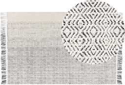 OMERLI - Shaggy tapijt - Wit - 140 x 200 cm - Wol