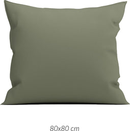 Zohome Kussensloop Satinado - Kussenhoes van 80x80 cm - Set van 2 stuks - 100% Katoen-Satijn - Groen