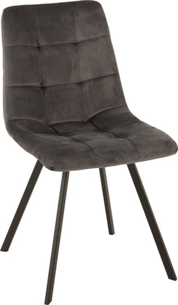 J-Line stoel Morgan - textiel/metaal - grijs - 2 stuks