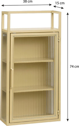 Mica Decorations Clifton Wandkast - L38 x B15 x H74 cm - Metaal - Beige