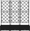 vidaXL - Tuinbak - met - Trellis - 3 - stuks - Zwart - 120x40x125,5 - cm