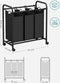 Wassorteerder - Wasmand met 3 afneembare tassen - 44 liter - Zwart (3 stuks)