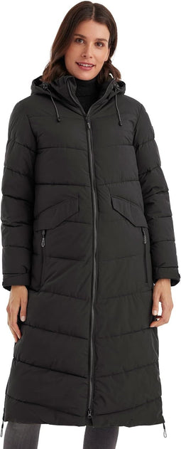 Kow 62 Wmn Qltd Ct dames Winterjas/mantel in dons-look met capuchon