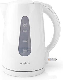 Nedis Waterkoker - 1.7 l - Kunststof - Wit - 360 graden draaibaar - Verborgen verwarmingselement - Strix-controller - Droogkookbeveiliging