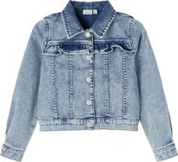 NAME IT NKFTALLI DNM1677 - Meisjes Spijkerjasje - Knoopsluiting en Ruche Details - Maat 92