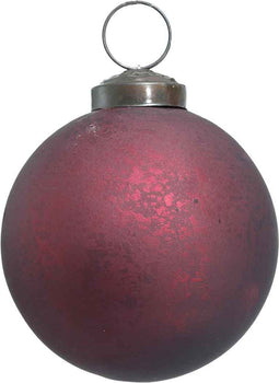 PTMD Snowy Kerstbal - H8 x Ø8 cm - Glas - Wijnrood