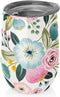 RVS kantoorbeker thermobeker 420ml - Pastelkleurige bloemen