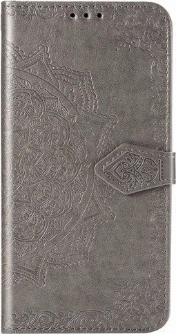 Hoesje Met Pasjeshouder Geschikt voor Samsung Galaxy A51 - Mandala Bookcase - Grijs