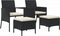 vidaXL - Tuinbank - 2-zits - met - tafeltje - en - krukken - poly - rattan - zwart