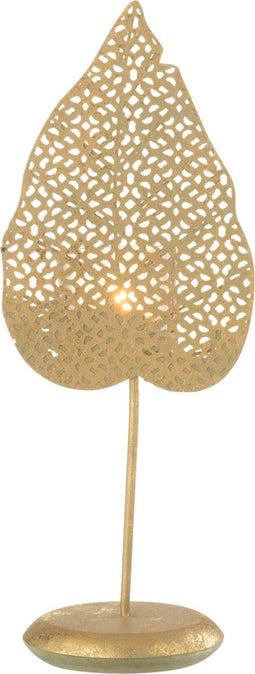 J-Line theelichthouder Blad - metaal - goud - small