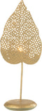 J-Line theelichthouder Blad - metaal - goud - small