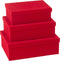 J-Line doos Rechthoekig - fluweel/papier - rood - 3 stuks