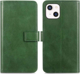iMoshion Hoesje Geschikt voor iPhone 13 Hoesje Met Pasjeshouder - iMoshion Luxe Bookcase - Groen