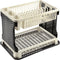 Afwas afdruiprek 2-Laags - grijs/zwart rotan - 45 x 30 x 28 cm - Afwasrek - kunststof - afwassen en drogen