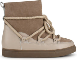 PS Poelman MIA - Dames Snowboots - Suède met schapenwol - Taupe
