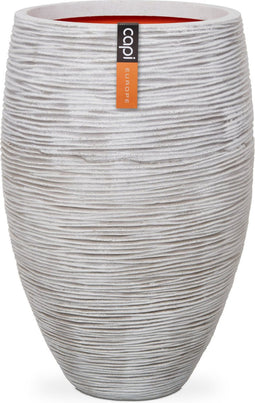 Capi Europe - Vaas elegant deluxe Rib NL - 51x72 - Ivoor - Opening Ø31 - Bloempot voor binnen en buiten - Levenslang garantie - Breukbestendig - 100% Recyclebaar - CO2 Neutraal geproduceerd - KOFI1138