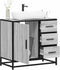 vidaXL - Wastafelkast - 65x33x60 - cm - bewerkt - hout - grijs - sonoma - eikenkleurig