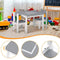 Woltu Kinder Tafel en Stoelen Set met Omkeerbaar Speelblad - Wit en Grijs