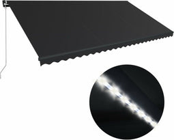 vidaXL - Luifel - handmatig - uittrekbaar - met - LED - 600x300 - cm - antraciet
