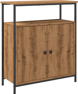 vidaXL - Dressoir - 70x30x80 - cm - bewerkt - hout - artisanaal - eikenkleur