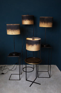 PTMD flames zwart tafellamp met velvet kap rond