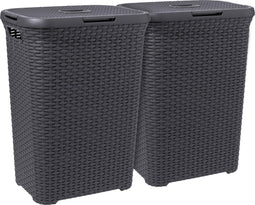 Curver Style Wasmand - 60L - Vlecht-design - Antraciet (2 stuks)