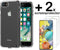 Hoesje Geschikt voor iPhone SE 2020 en iPhone SE 2022 Hoesje Cover Hybride Transparant Siliconen TPU Case + 2 x Screenprotector - Luxe Telefoonhoesje Wallet Case Pasjeshouder PU Leder