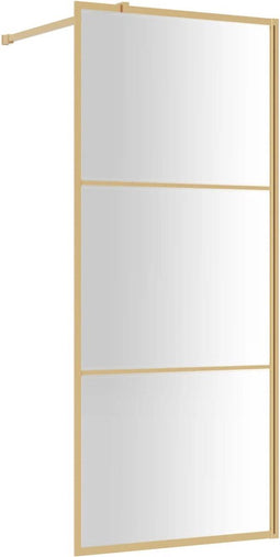 vidaXL - Inloopdouchewand - transparant - 90x195 - cm - ESG-glas - goudkleurig