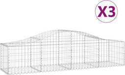 vidaXL - Schanskorven - 3 - st - gewelfd - 200x50x40/60 - cm - gegalvaniseerd - ijzer
