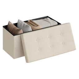 Woltu Opbergkruk - Opvouwbare Opbergkist - 80 liter - Crème wit