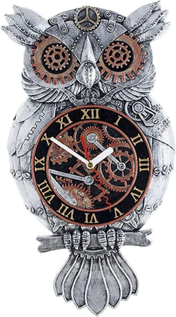 WRJAHCG 66141763 - Wandklok Uil - Handgeschilderd harsmateriaal - Rood/Roestbruin