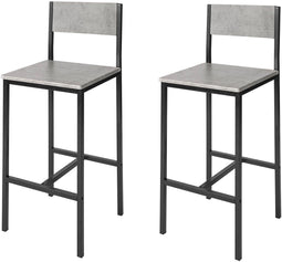 SoBuy FST53-HGX2 - Barstoel - Grijze Vouwstoel met Houten Zitting - (2 stuks)