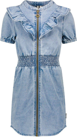 B. Nosy Y302-5864 - Meisjes Jurk - V-vormige ruffles - Chambray (maat 140)
