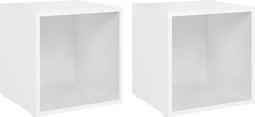 vidaXL - Tv-meubelen - 2 - st - 37x35x37 - cm - bewerkt - hout - wit