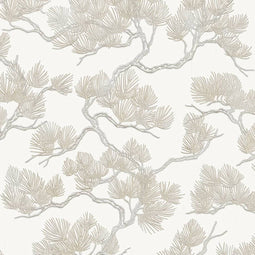 DUTCH WALLCOVERINGS Behang Pine Tree wit