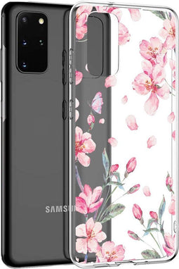 iMoshion Hoesje Geschikt voor Samsung Galaxy S20 Plus Hoesje Siliconen - iMoshion Design hoesje - Roze / Transparant / Blossom Watercolor