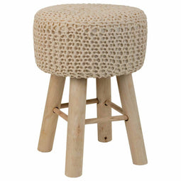 Kruk Alexandra House Living Crème Bamboe Pijnboom Spons Hout MDF 32 x 44 x 32 cm