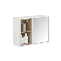 SoBuy BZR149-W - Wandkast met Spiegel en Opbergruimte - 60 x 20 x 45 cm - Wit