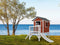AXI Beach Lodge XL Speelhuis in Rood - Met Verdieping en Witte Glijbaan - Speelhuisje voor de tuin / buiten - FSC hout - Speeltoestel voor kinderen