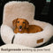 By Cee Cee Fluffy Autostoel Hond - Luxe Hondenmand Auto Met Veiligheidsriempje - Beige - Maat M